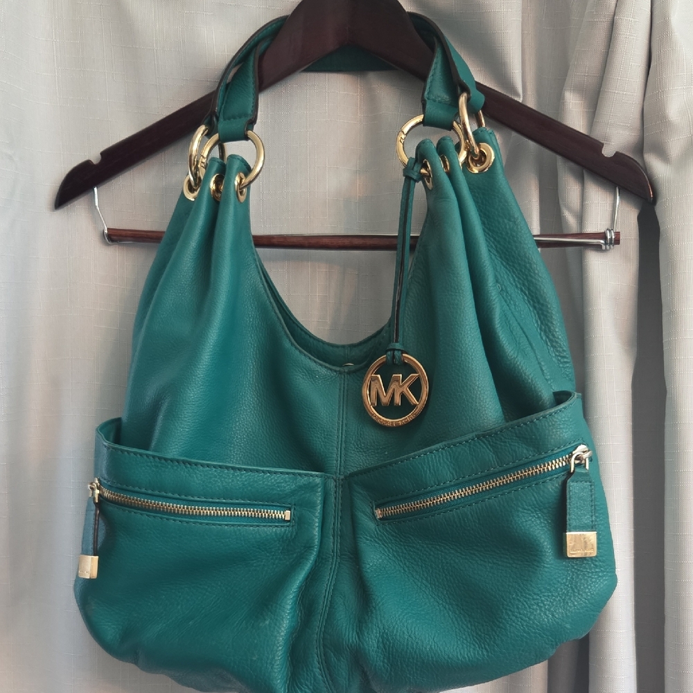 Michael Kors Turquoise Shoulder Bag with Gold Accents